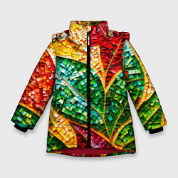 Зимняя куртка для девочки Яркая мозаика с разноцветным абстрактным узором и