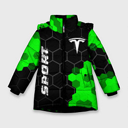 Зимняя куртка для девочки Tesla green sport hexagon