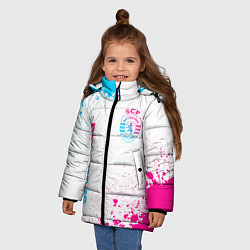 Куртка зимняя для девочки Sporting neon gradient style вертикально, цвет: 3D-черный — фото 2