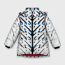 Зимняя куртка для девочки Black and blue stripes on a white background