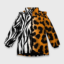 Зимняя куртка для девочки Леопардовые пятна с полосками зебры