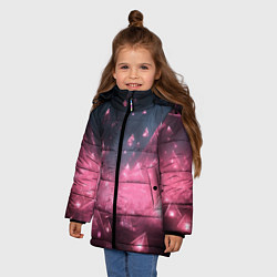 Куртка зимняя для девочки Розовый абстрактный космос, цвет: 3D-светло-серый — фото 2