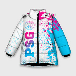 Куртка зимняя для девочки PSG neon gradient style по-вертикали, цвет: 3D-черный