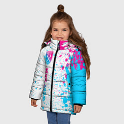 Куртка зимняя для девочки West Ham neon gradient style по-вертикали, цвет: 3D-черный — фото 2