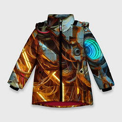 Куртка зимняя для девочки Cyber armor - ai art, цвет: 3D-красный
