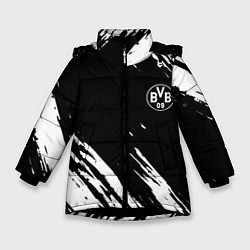 Куртка зимняя для девочки Borussia краски белые на чёрном, цвет: 3D-черный