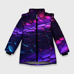 Куртка зимняя для девочки Фиолетовая абстрактная текстура неоновая, цвет: 3D-светло-серый