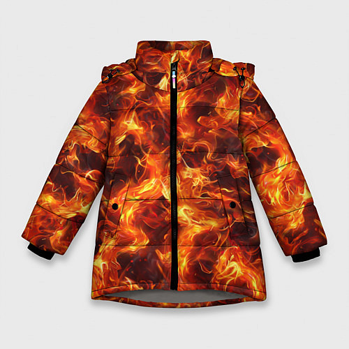 Зимняя куртка для девочки Текстура элементаля огня / 3D-Светло-серый – фото 1