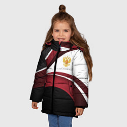 Куртка зимняя для девочки Униформа Россия - бордовая, цвет: 3D-черный — фото 2