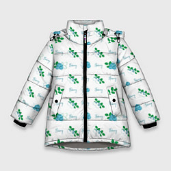 Куртка зимняя для девочки Сочные ягоды голубики, цвет: 3D-светло-серый