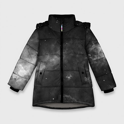 Зимняя куртка для девочки Монохромный космос / 3D-Светло-серый – фото 1