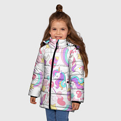 Куртка зимняя для девочки Единорог мороженое радуга и звездочки, цвет: 3D-светло-серый — фото 2