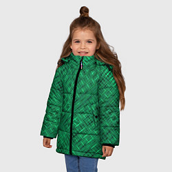 Куртка зимняя для девочки Насыщенный зелёный текстурированный, цвет: 3D-светло-серый — фото 2