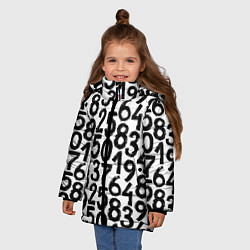 Куртка зимняя для девочки Гранжевые числа, цвет: 3D-черный — фото 2