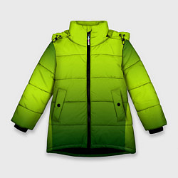 Куртка зимняя для девочки Яркий зеленый градиентный комбинированный узор, цвет: 3D-черный