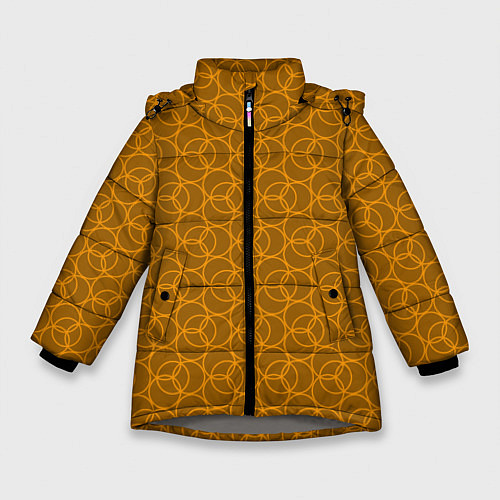 Зимняя куртка для девочки Паттерн из кругов контурных / 3D-Светло-серый – фото 1