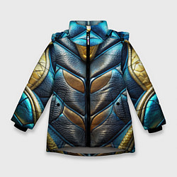 Куртка зимняя для девочки Объемная синяя текстурная кожа, цвет: 3D-светло-серый