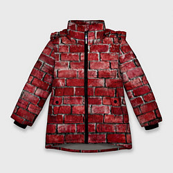Куртка зимняя для девочки Текстура красного кирпича, цвет: 3D-светло-серый
