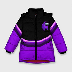 Куртка зимняя для девочки Among us neon geometry, цвет: 3D-красный