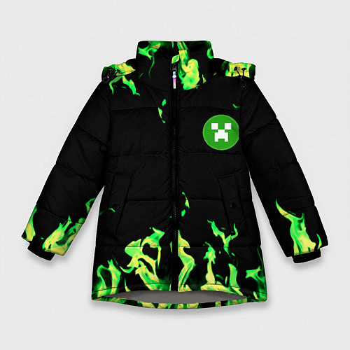 Зимняя куртка для девочки Minecraft green flame / 3D-Светло-серый – фото 1