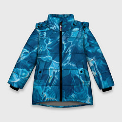Куртка зимняя для девочки Текстура океана, цвет: 3D-светло-серый