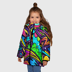 Куртка зимняя для девочки Яркое граффити, цвет: 3D-черный — фото 2