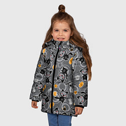 Куртка зимняя для девочки Котята на празднике хэллоуин, цвет: 3D-светло-серый — фото 2
