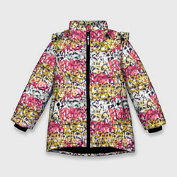 Куртка зимняя для девочки Граффити с узорами, цвет: 3D-черный