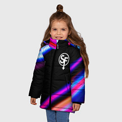 Куртка зимняя для девочки Sally Face speed game lights, цвет: 3D-черный — фото 2
