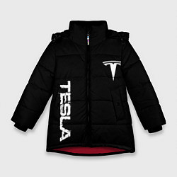 Зимняя куртка для девочки Tesla logo white