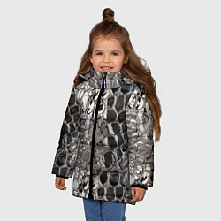 Куртка зимняя для девочки Серебряная кожа змеи, цвет: 3D-черный — фото 2