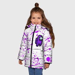 Куртка зимняя для девочки Among us neon colors game, цвет: 3D-светло-серый — фото 2