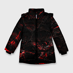Куртка зимняя для девочки Потертая красная текстура, цвет: 3D-черный