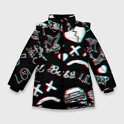 Зимняя куртка для девочки Lil Peep logo glitch