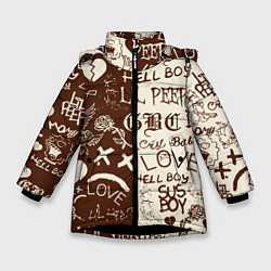 Зимняя куртка для девочки Lil peep retro pattern