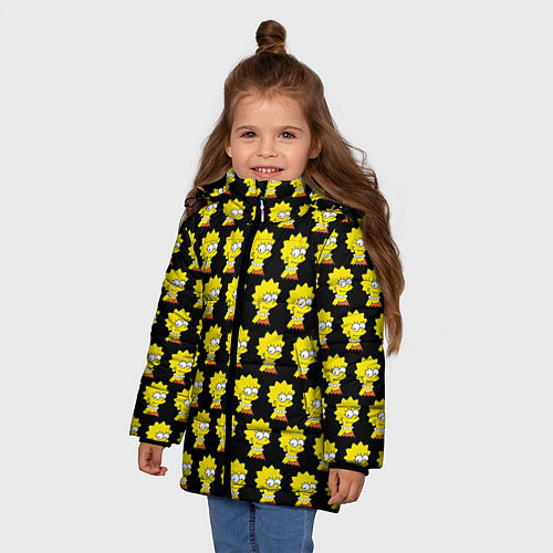 Зимняя куртка для девочки Лиза Симпсон: узор / 3D-Черный – фото 3