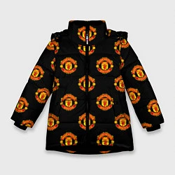 Куртка зимняя для девочки Manchester United Pattern, цвет: 3D-черный