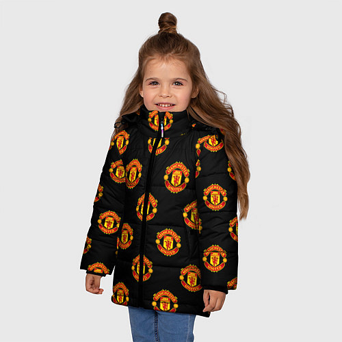 Зимняя куртка для девочки Manchester United Pattern / 3D-Черный – фото 3