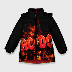 Куртка зимняя для девочки AC/DC Flame, цвет: 3D-красный