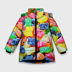 Куртка зимняя для девочки Мармеладные мишки, цвет: 3D-черный