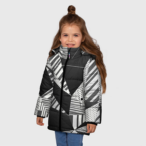 Зимняя куртка для девочки Геометрия / 3D-Черный – фото 3