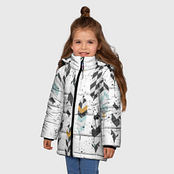 Куртка зимняя для девочки Перья, цвет: 3D-черный — фото 2