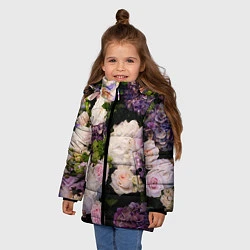 Куртка зимняя для девочки Весенние цветы, цвет: 3D-черный — фото 2