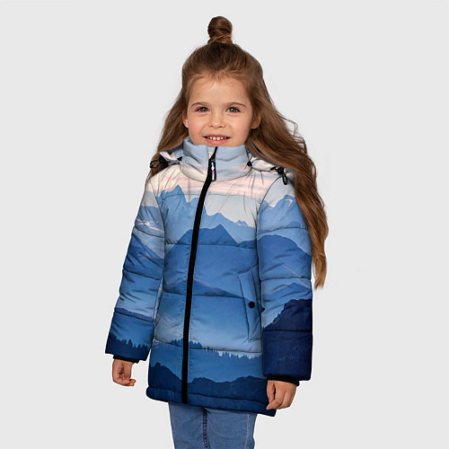 Зимняя куртка для девочки Горы / 3D-Черный – фото 3