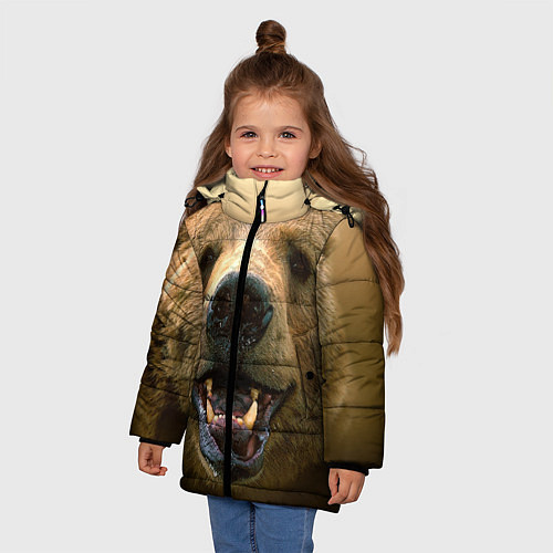 Зимняя куртка для девочки Взгляд медведя / 3D-Черный – фото 3