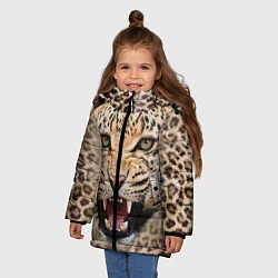 Куртка зимняя для девочки Взгляд леопарда, цвет: 3D-черный — фото 2