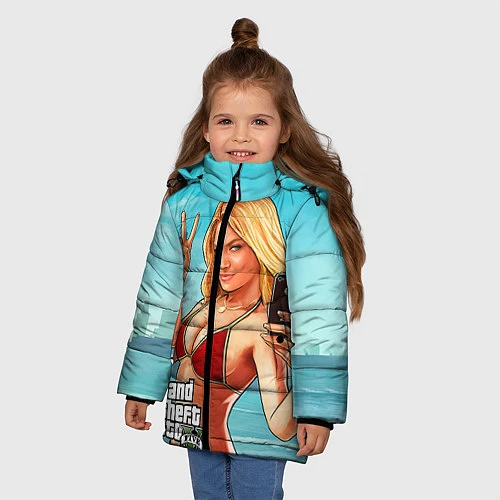 Зимняя куртка для девочки GTA 5: Selfie Girl / 3D-Черный – фото 3