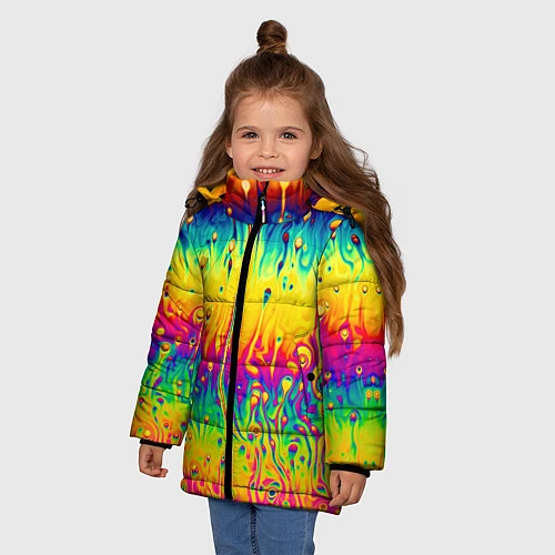 Зимняя куртка для девочки Tie dye / 3D-Черный – фото 3