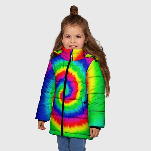 Зимняя куртка для девочки Tie dye / 3D-Черный – фото 3