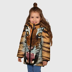 Куртка зимняя для девочки Взгляд тигра, цвет: 3D-черный — фото 2